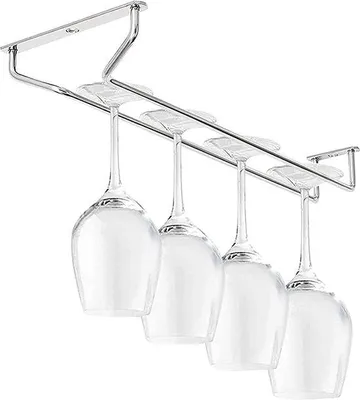 Obrázek produktu pro Závěsný držák na sklenice na víno, 27 cm, nerezová ocel, stříbrná, do kuchyně