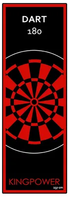 Produktbild von Kingpower Dartteppich mit Abwurflinie, Dart Zubehör mit Motiv, Dartmatte mit Oche, pflegeleichter Teppich rutschfest , Auswahl:Design 19 - 237 x 80 cm
