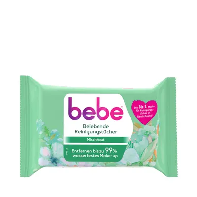 Produktbild von bebe Belebende Reinigungstücher 25 Stück | Abschminktücher für Mischhaut