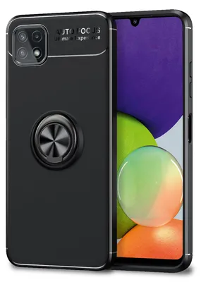 Obrázek produktu pro NALIA matné černé kroužkové pouzdro pro Samsung Galaxy A22 5G, 360° funkce kroužkového stojánku, černé