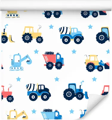 Produktbild von 10m VLIES TAPETE Rolle Kinderzimmer Autos Lastkraftwagen Transport XXL