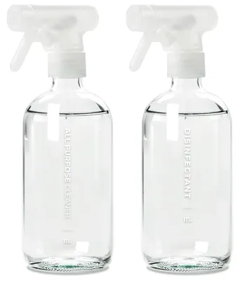 2er Set Glas-Sprühflaschen 500 ml mit Etiketten