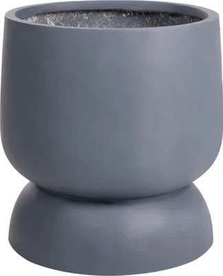 Zdjęcie produktu dla BELIANI Doniczka szara okrągła 42x42x46 cm efekt cementu do domu na taras i balkon