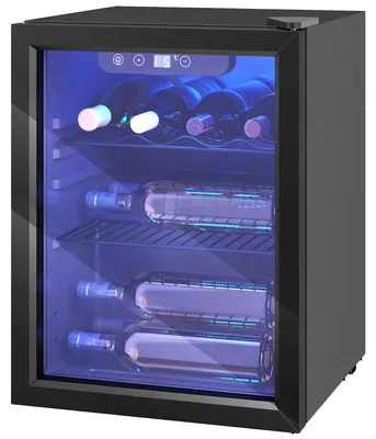 Produktbild von HOMCOM Weinkühlschrank 16 Flaschen 48 Liter Getränkekühlschrank Klein, Schwarz