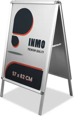 Produktbild von Kundenstopper DIN A1 Silber – Wetterfester Plakatständer für Außenbereich, beidseitig nutzbar, klappbar, stabile Aluminium-Ausführung für Werbeplakate