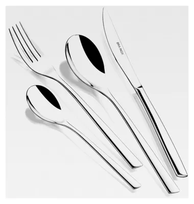 Produktbild von Bari | 24-teiliges Edelstahlbesteckset mit Steakmesser, Edelstahl 18/10, modernes Design, polierte Oberfläche, Stärke 3,5 mm (6 Personen)