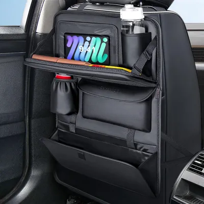 Produktbild von Autositz Organizer Nappa Leder Rückenlehnenschutz Kinder faltbares Tablett Tablet Halter 42x60cm
