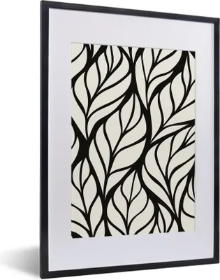Produktbild von MuchoWow® MuchoWow® Gerahmtes Poster Natur - Muster - Blätter - Schwarz 30x40 cm - Poster mit zchwarzem Bilderrahmen - Wandposter Schlafzimmer