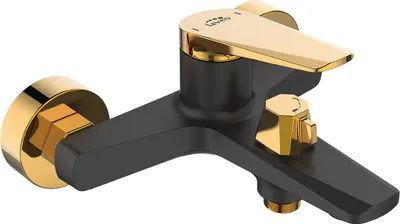 Immagine prodotto di Rubinetto da bagno monocomando a parete elegante nero e oro Rubio