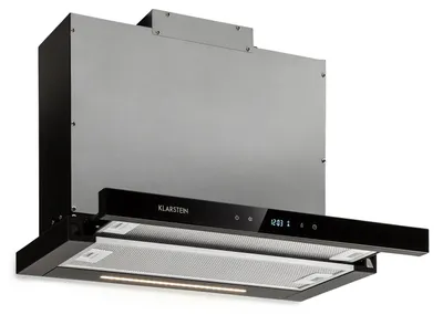 Produktbild von Klarstein Mariana Neo 60 Dunstabzugshaube, 60 cm, , 547 m³/h, Umluft & Abluft, LC-Display, Timer, Touch-Panel, LED, Flachschirmhaube, Teleskophaube, Unterbau-Dunstabzugshaube, Glasfront, schwarz