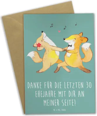 Produktbild von Mr. & Mrs. Panda babykarte 30. Hochzeitstag Perlenhochzeit - Meeresbrise - Geschenk, Weisheit, Grußkarten, Geschenke, Dankbarkeit, Meilenstein, einladungskarten, Heirat