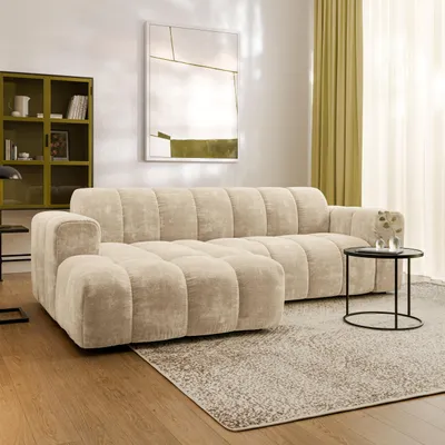 Produktbild von Masseno Ecksofa TISI L-Form, Wohnzimmersofa, Couch, Soffa, Couchgarnitur- Creme, LUMO 55