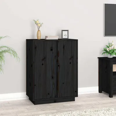 Produktbild von vidaXL Sideboard Schwarz 60x35x80 cm Massivholz Kiefer