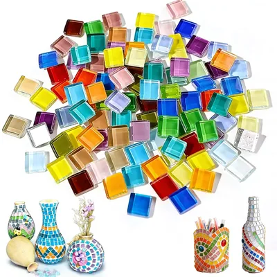 Mosaikfliesen-Set, 1000 Stück, buntes Glas, 900 g, DIY-Deko