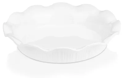 Runde Quicheform aus Porzellan, Ø 25,3 cm, gewellte Kante
