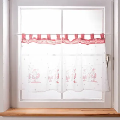 Produktbild von Weihnachtsgardine Bistrogardine Schlaufen Weihnachtsmann Elch 145x60cm