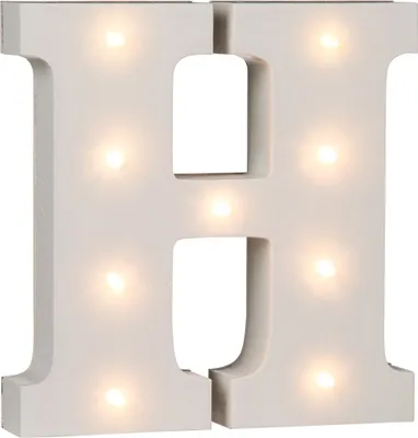 Produktbild von Beleuchtete Holz Buchstaben & -Zeichen und Zahlen mit LEDs ca. 16 cm, Modell:H