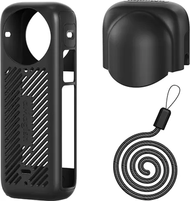 Produktbild von aMagisn Panoramakamera-Silikon-Schutzhuelle + Silikon-Objektivdeckel mit Handschlaufe, stossfest, kompatibel mit Insta360 X4-Kamerazubehoer