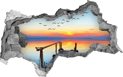 Produktbild von Selbstklebender Loch-3D-Aufkleber 95x73 cm Pier auf dem See