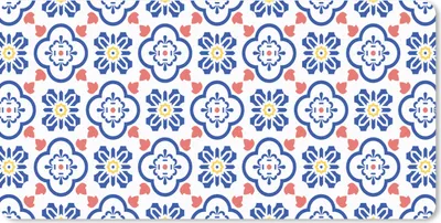 Produktbild von MuchoWow® Schreibtischunterlage Blume - Blau - Rot - Muster 80x40 cm - XXL Mauspad - Gaming Mauspad