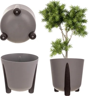 Produktbild von Übertopf/Blumentopf - Mit Füßen - Mit Einsatz - Größe XXL/Gigant - Dunkelgrau