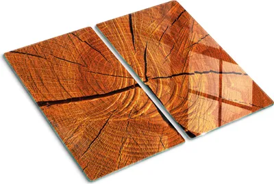Produktbild von Glasplatte zum Schutz der Kochfläche – Abdeckung für die Kochplatte – Abdeckung für Induktionskochfelder – 2 Stück, 30x52 cm – Einfache Reinigung – Gehärtetes Glas – Holz, braun