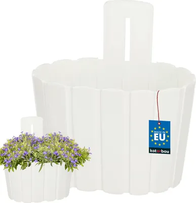 Produktbild von KOTARBAU® Blumenkasten Balkon Wandampel Blumentopf 20x14cm H: 13cm Weiß Pflanzgefäße zum Aufhängen an der Wand Hängepflanzgefäßen Blumenkasten Balkongeländer Wandblumentopf zum Aufhängen Rustikal