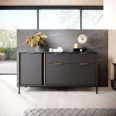 Produktbild von Kommode LARS B 153 3D2S Sideboard mit Schubladen Anthrazit Wohnzimmer