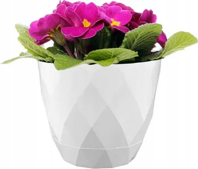 Obrázek produktu pro Bílý plastový obal 15,3x17,5cm květináč s podstavcem
