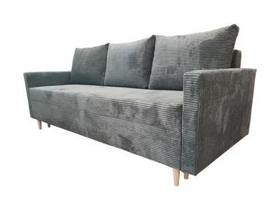 Produktbild von DMSM Scandik 3 Sofa mit Schlaffunktion, Grau Cord, 210x88x90 cm, Bonellfederung, Skandinavischer Stil, Bettkasten, Wohnzimmer