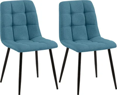 Produktbild von CLP 2er Set Esszimmerstuhl Tilde gepolstert mit Rückenlehne bis 150 kg belastbar blau Material Stoff