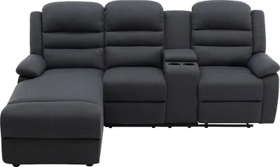 Produktbild von Linkes Ecksofa mit Relaxfunktion aus anthrazitfarbenem Stoff MACEDONIA