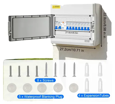 Produktbild von Verteilerbox, 12 Stromkreise, IP65 Wasserschutz, WEISS