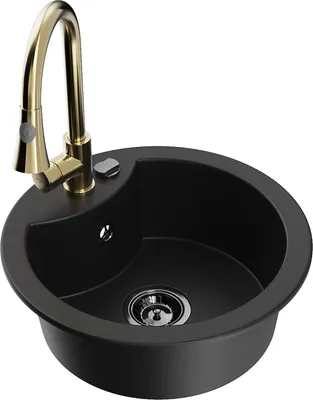 Produktbild von Mexen Diego 1-Becken-Granit-Spüle mit Mischbatterie Elia, Schwarz - 6512-77-670101-50-B