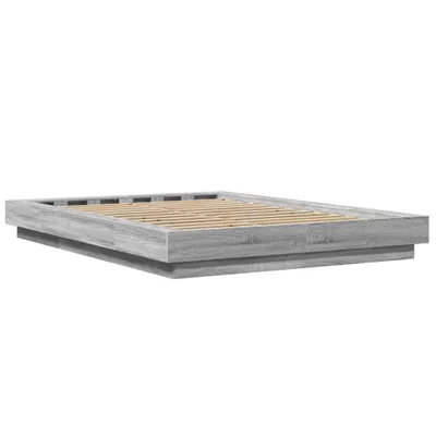Produktbild von vidaXL Bettgestell mit LED Grau Sonoma 140x200 cm Holzwerkstoff