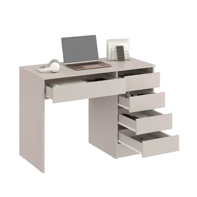 Produktbild von KOMTO Schreibtisch Cashmere mit 5 Schubladen – Computertisch, Bürotisch, Kinderschreibtisch mit Stauraum, PC-Tisch | Arbeitstisch PLIO 110x53x78,5 cm