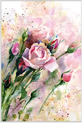 Produktbild von Wallario Wandbild Abstraktes Blumenbuket, Größe: 61 x 91,50 cm, Poster mit weißem Aluminiumrahmen