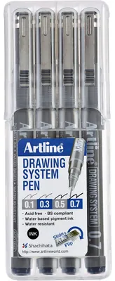 Immagine prodotto di Artline – Astuccio tecnico per pennarelli a punta fine da 0,1–0,3–0,5–0,7 mm, nero