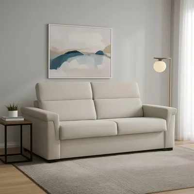 Immagine prodotto di Brusasco - Divano Letto 2 Posti, 205x95 cm Beige, Sfoderabile Italy