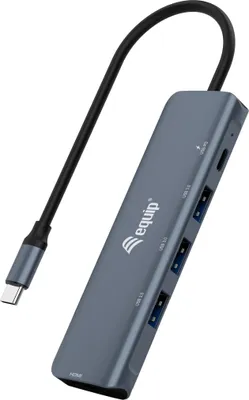 Produktbild von Equip USB-C 5-in-1 Multifunktionsadapter, HDMI, USB 3.2 Gen1, 100W USB PD