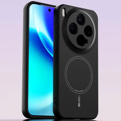 Obrázek produktu pro Magnetické pouzdro pro Vivo X300, kompatibilní s MagSafe, tekutý silikon, nárazuvzdorné a odolné proti poškrábání Černá