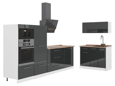 Imagen del producto de Cocina Vicco Fame-Line Antracita alto brillo/Blanco 380 cm, ET Roble, Model 64121