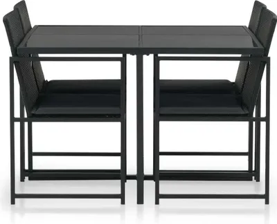 Produktbild von vidaXL 5-tlg. Garten-Essgruppe mit Auflagen Poly Rattan Schwarz
