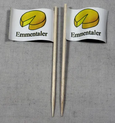 Produktbild von Party-Picker Flagge Emmentaler Käse Papierfähnchen in Spitzenqualität 25 Stück Beutel