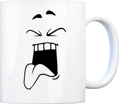 Produktbild von Tassengesichter Kaffeebecher mit angeekeltes Gesicht Motiv Tasse Kaffeebecher
