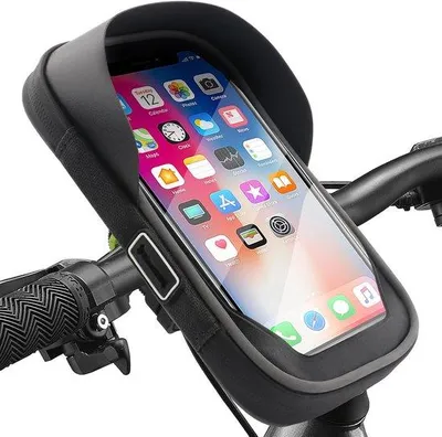 Obrázok produktu pre Vodotesná cyklistická taška s clonou proti slnku a dažďu, dotykovým displejom z TPU a uchytením na riadidlá – cyklistická taška na bicykel – čierna