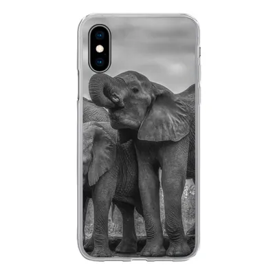 Produktbild von MuchoWow® Handyhülle Schutzhülle Hülle für iPhone X Elefant - Tiere - Wasser - Schwarz und weiß Silikon Softcase Handy Hülle - Handyhülle