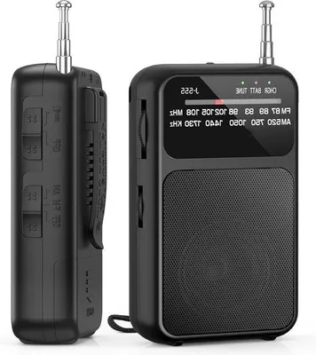 Obrázek produktu pro Mini rádio s USB-C – napájení AAA bateriemi – s klipsem a šňůrkou, vhodné pro kempování (černé)