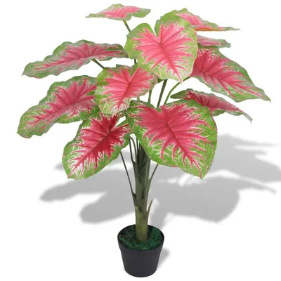 Produktbild von Künstliche Caladium Pflanze mit Topf 85 cm Rot und Grün