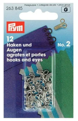 Image de PRYM crochet à ressort et yeux, laiton, taille 2, argenté